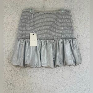 NWT Mother Denim the shimmer of light silver bubble over skirt